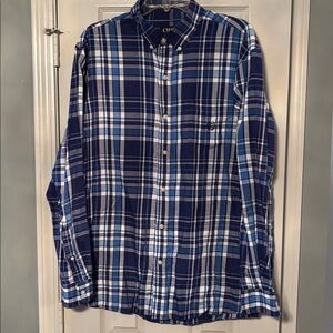 Chaps Long Sleeve Blue Plaid Shirt